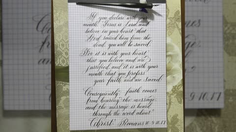 Calligraphy Handwriting Romans 10:9,10,17