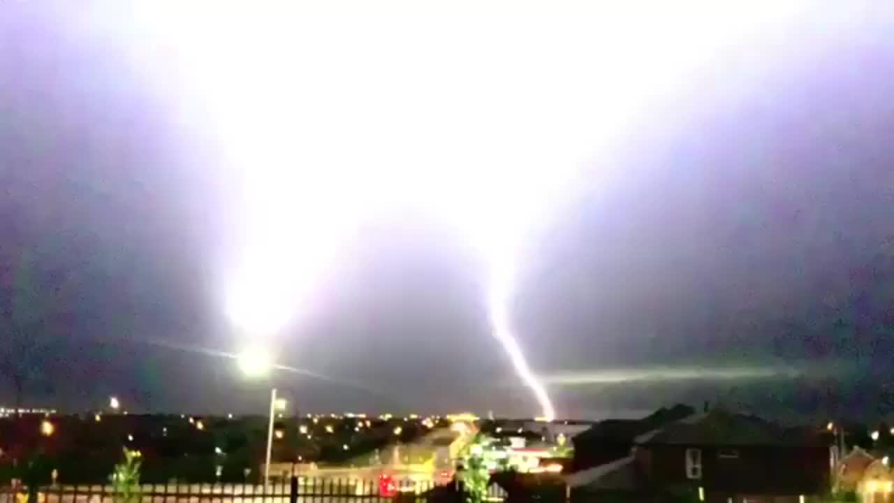 Slow Motion Of Cloud To Ground Lightning Strike, Texas