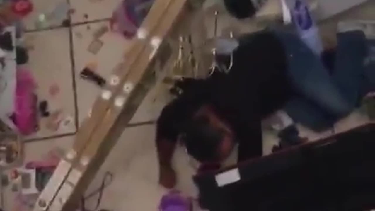 guy drops the chandelier then falls off the ladder.