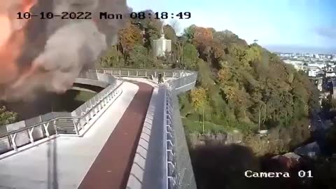 Russian missile hits a bridge in Kiev Ukraine according to online reports.