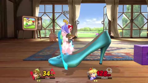 Link Vs Peach on Living Room (Super Smash Bros Ultimate)