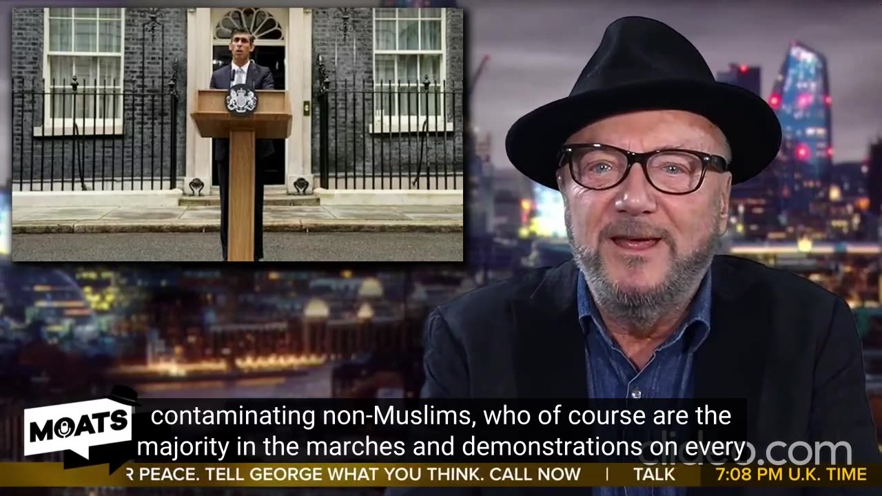 Lecturn stunt by Despicable Little Rishi in his built-up shoes George Galloway MP SUBS, SPED UP!