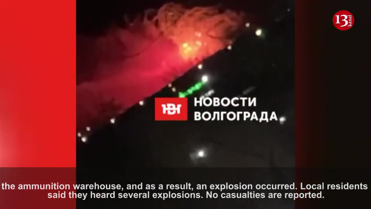 The image of a fierce fire in a military unit in Russia - explosions occurred in the area