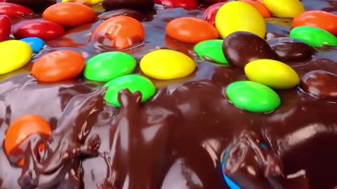 M&M Candy Melted Chocolate Cake