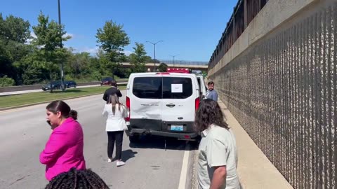 Press vans following Tim Walz's motorcade crash on Milwaukee interstate; injuries reported