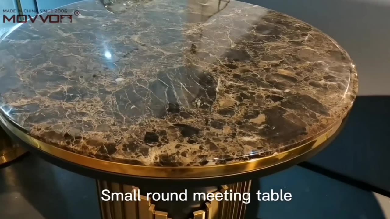 Spark conversations and style with our exquisite gold round meeting table!