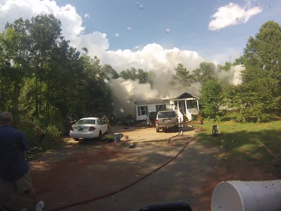 Aerosol cannister shoots out and hits fire engine