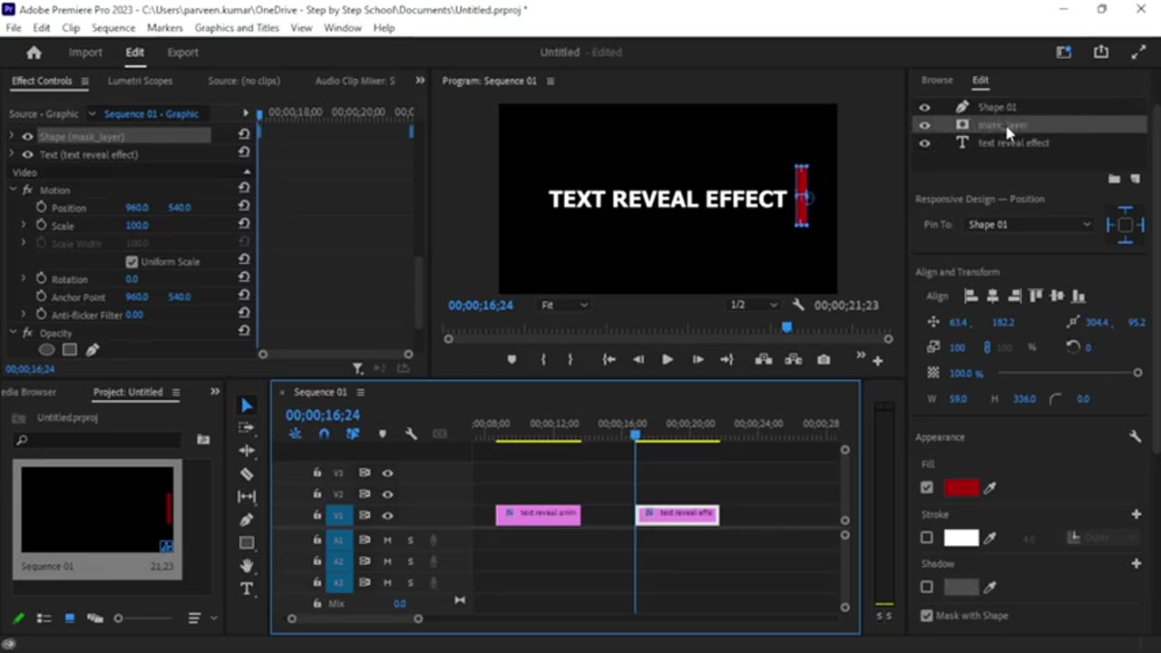 Adobe Premiere Pro – Text Reveal Effect