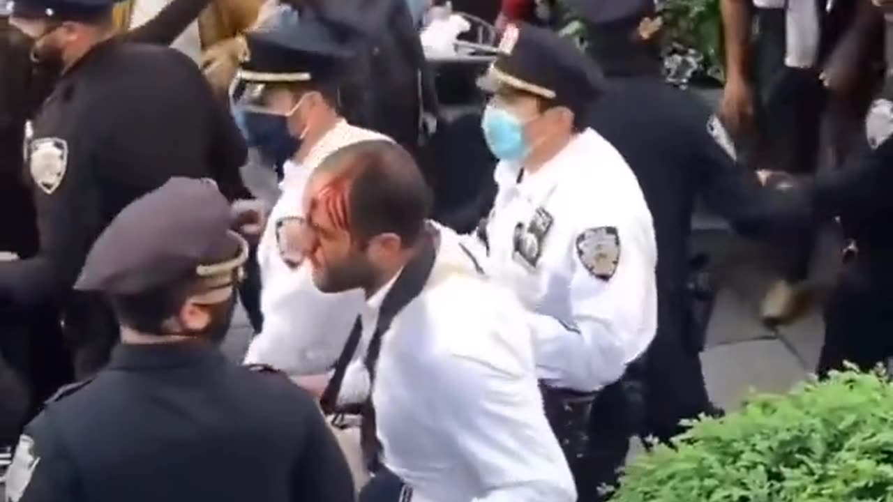 Anti-Israel protesters in New York City hit a Jewish man in the head with a chair.