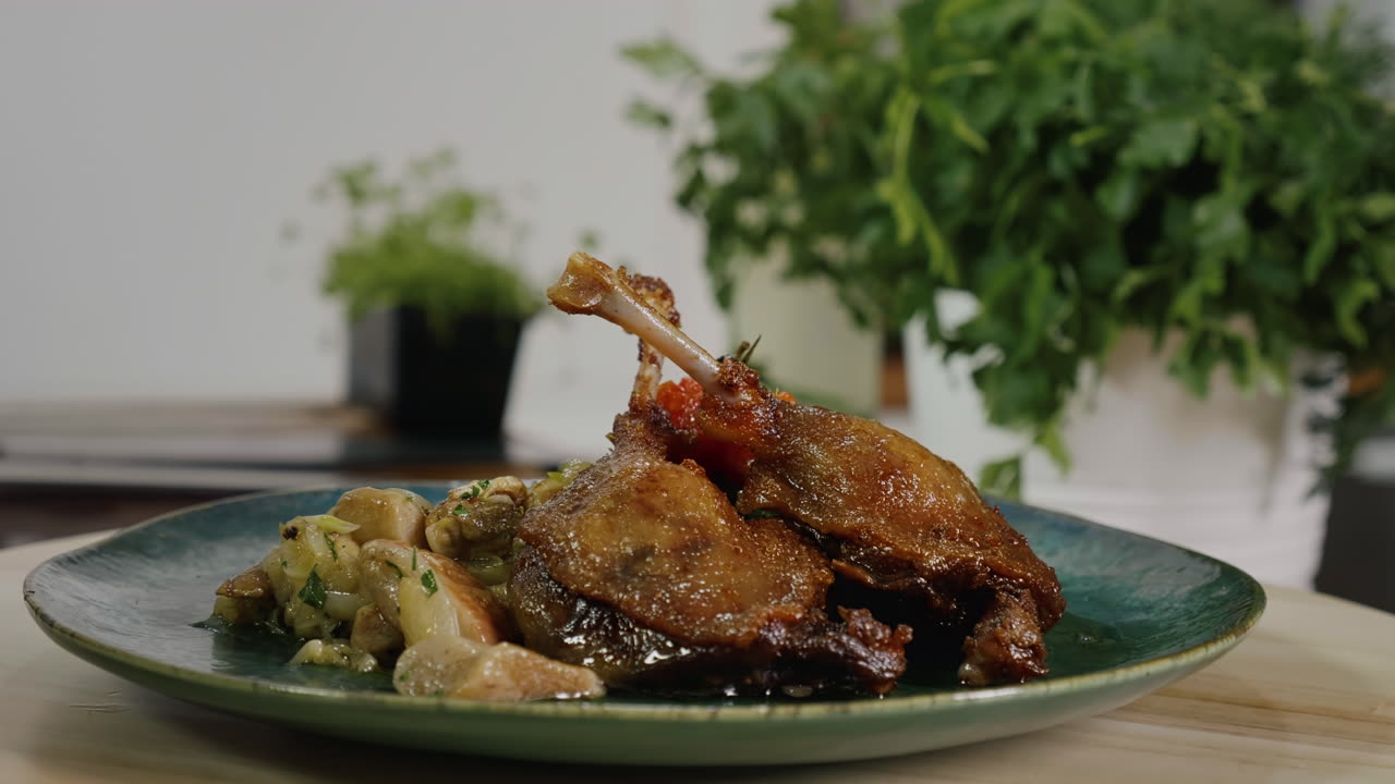appetizing duck meal slow motion