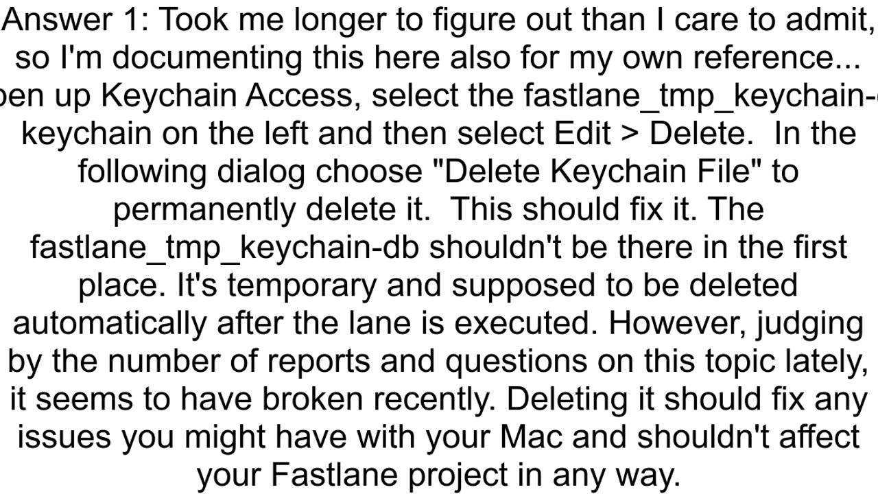 How to unset fastlane_tmp_keychaindb as the default keychain