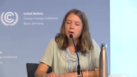 Greta thunBerg speaks at COP28 prep conference