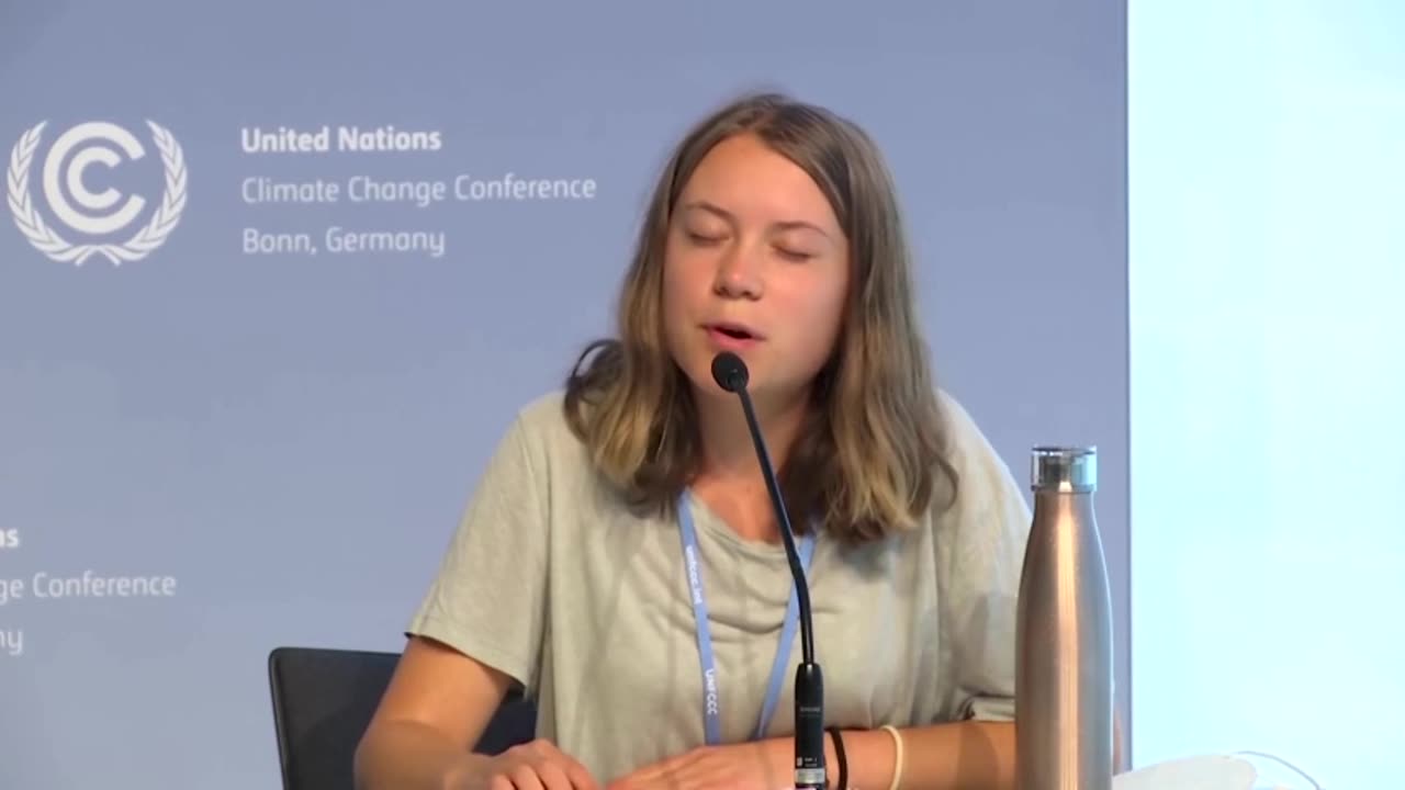 Greta thunBerg speaks at COP28 prep conference