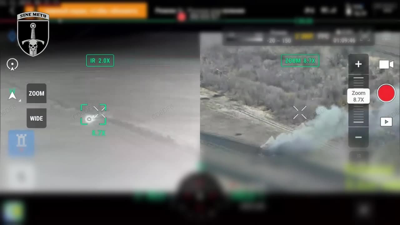 Ukrainian Leopard Tank Firing on Attacking Russian Soldiers