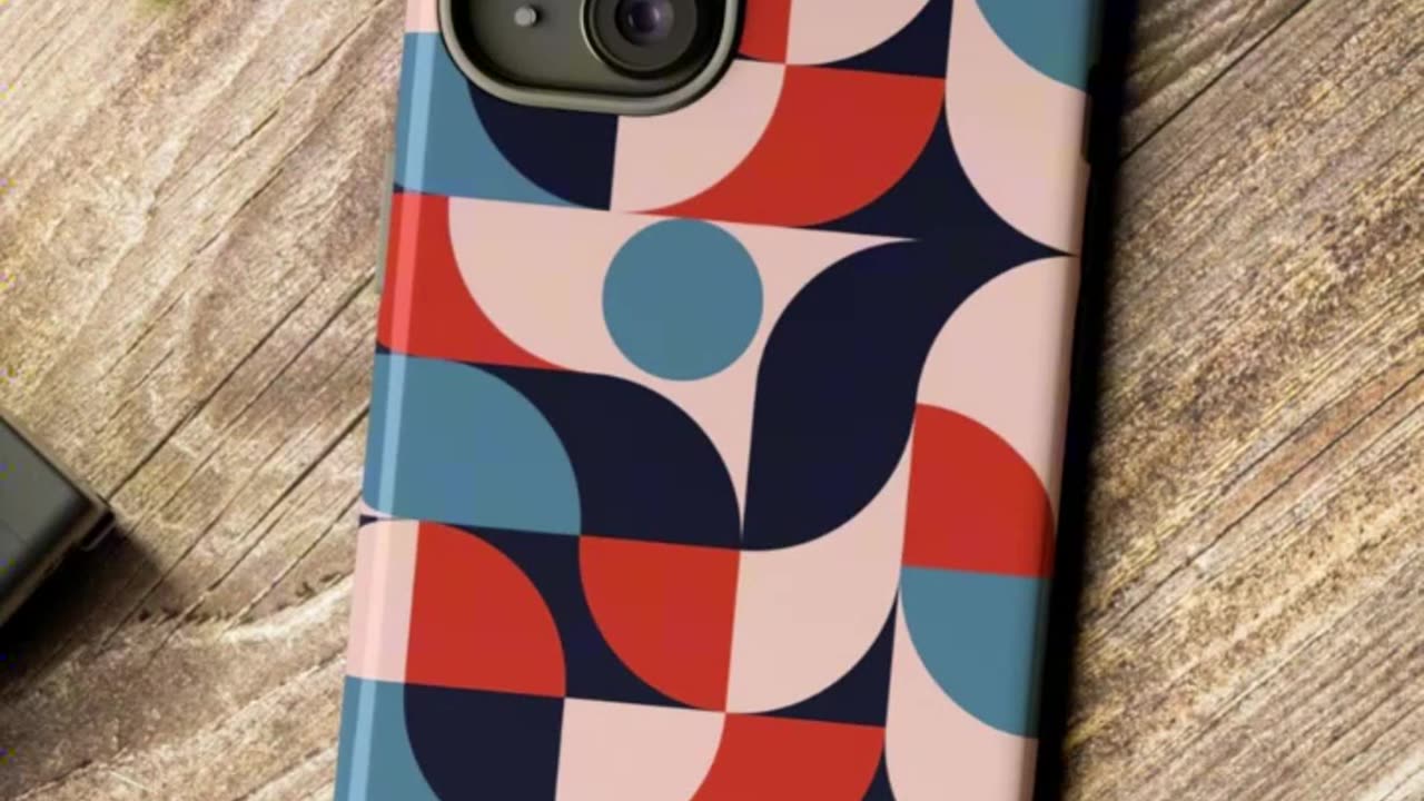 iPhone 15 Phone Case with Mid Century Modern Design and Tough Shell