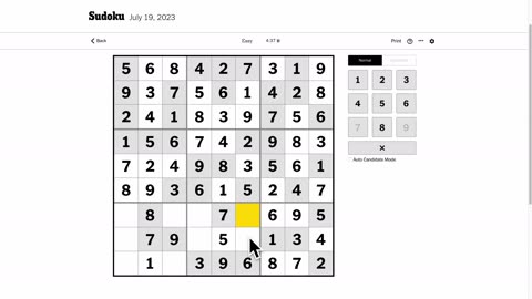 Sudoku 2023-07-19 easy