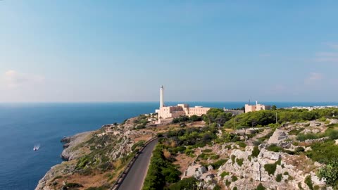 Drone Stock Video Lighthouse of Santa Maria di Leuca Italy