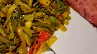 Cooking vegetables from garden harvest | Served with tortilla or roti