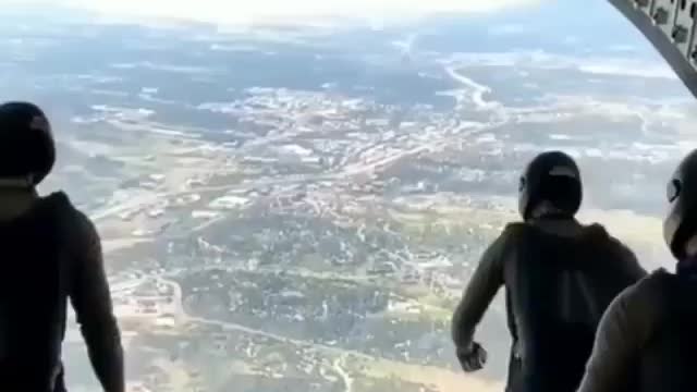 Para commando flying video in air jumping video.