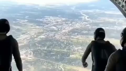 Para commando flying video in air jumping video.