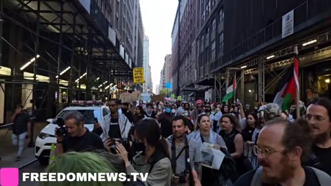 Car window SMASHED UP as Thousands flood Manhattan for Palestine