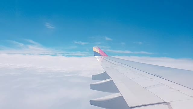 look up at the sky in an airplane