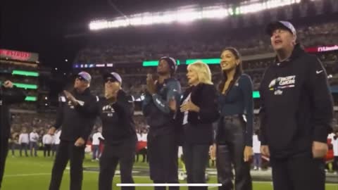 Eagle fans chant F Joe Biden while Jill is on field