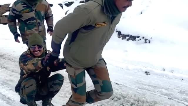 Army Soldiers Fun On Ice We Respect Army❤️❤️❤️❤️❤️❤️