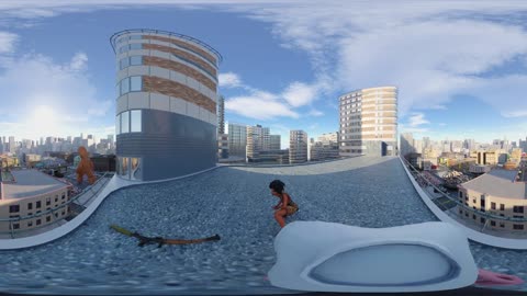 VR 360° GIANT GINGERBREAD MAN in the City