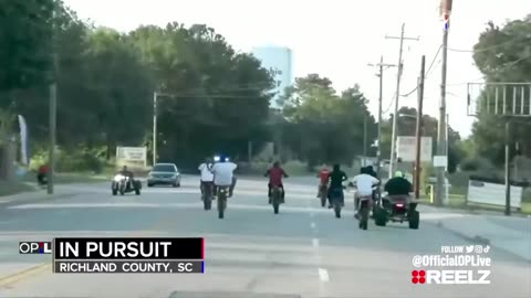 Hot pursuit motorcycle pile up