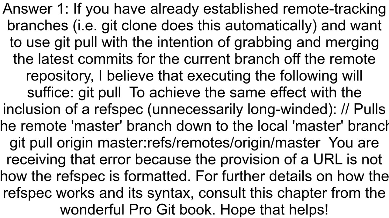 git pull origin master returns fatal invalid refspec