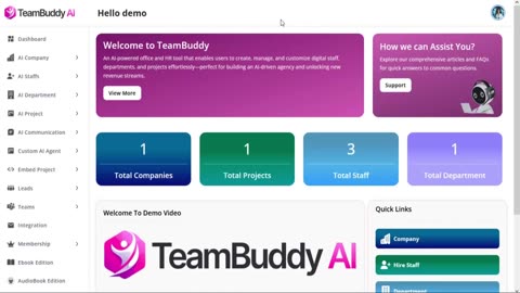 TeamBuddy AI Demo: Launch a profitable AI-powered office in 60 seconds with TeamBuddy AI.