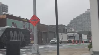 Fierce Winds Whip Stop Sign Back and Forth