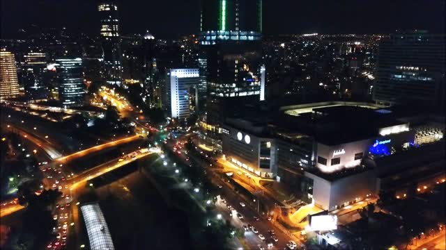 City lights at Costanera center in Chile