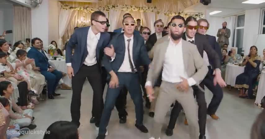 At the wedding ceremony, the youth danced to the rhythm of Hindi songs