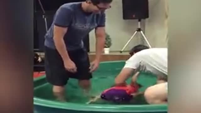 Funny videos about adults and children who need to be baptized.