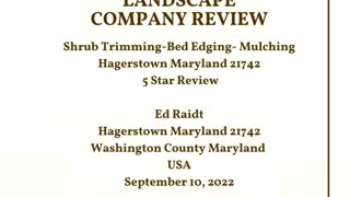 Landscape Company Hagerstown Maryland 5 Star Review Video