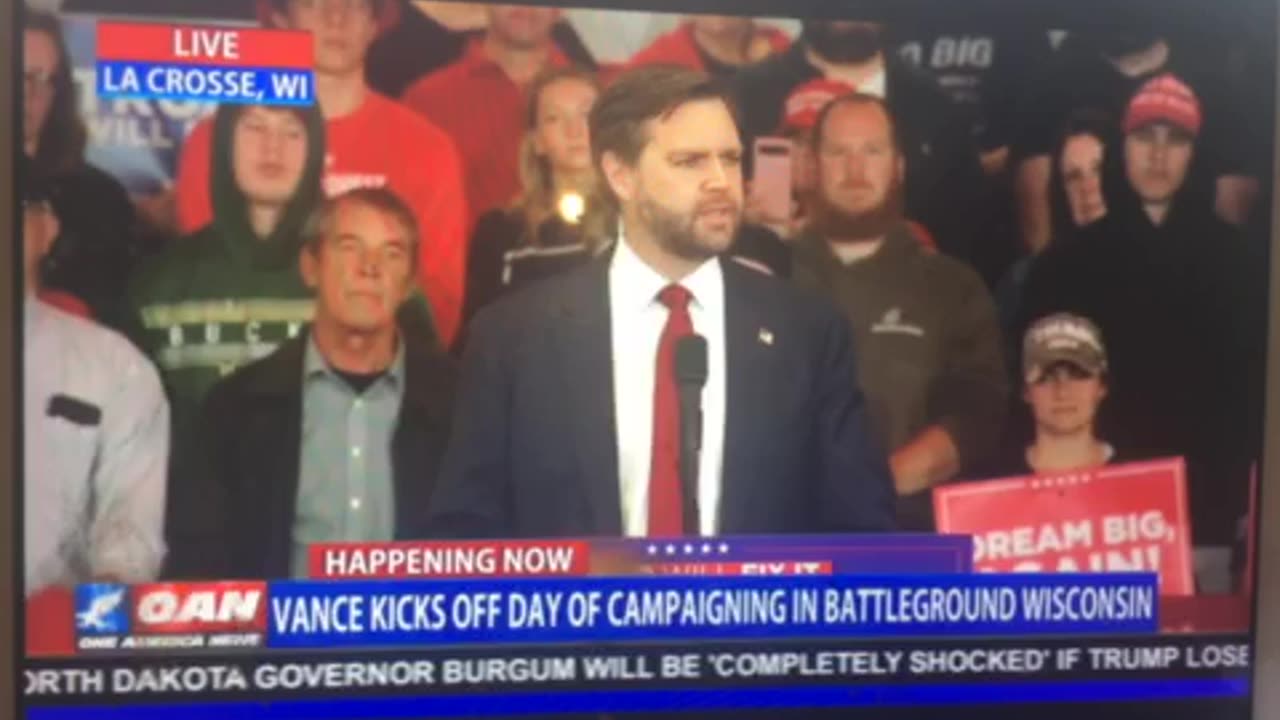 🦅 OAN cuts short jd Vance coverage for president trump rally in Raleigh NC