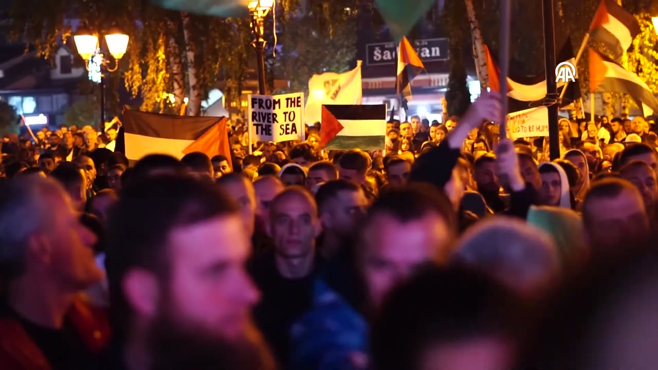 Demonstration in support of Palestine in Novi Pazar, Serbia