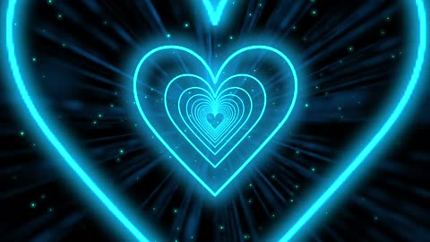 008. Heart Tunnel💙Blue Heart Background Neon Heart Background Video Wallpaper Heart