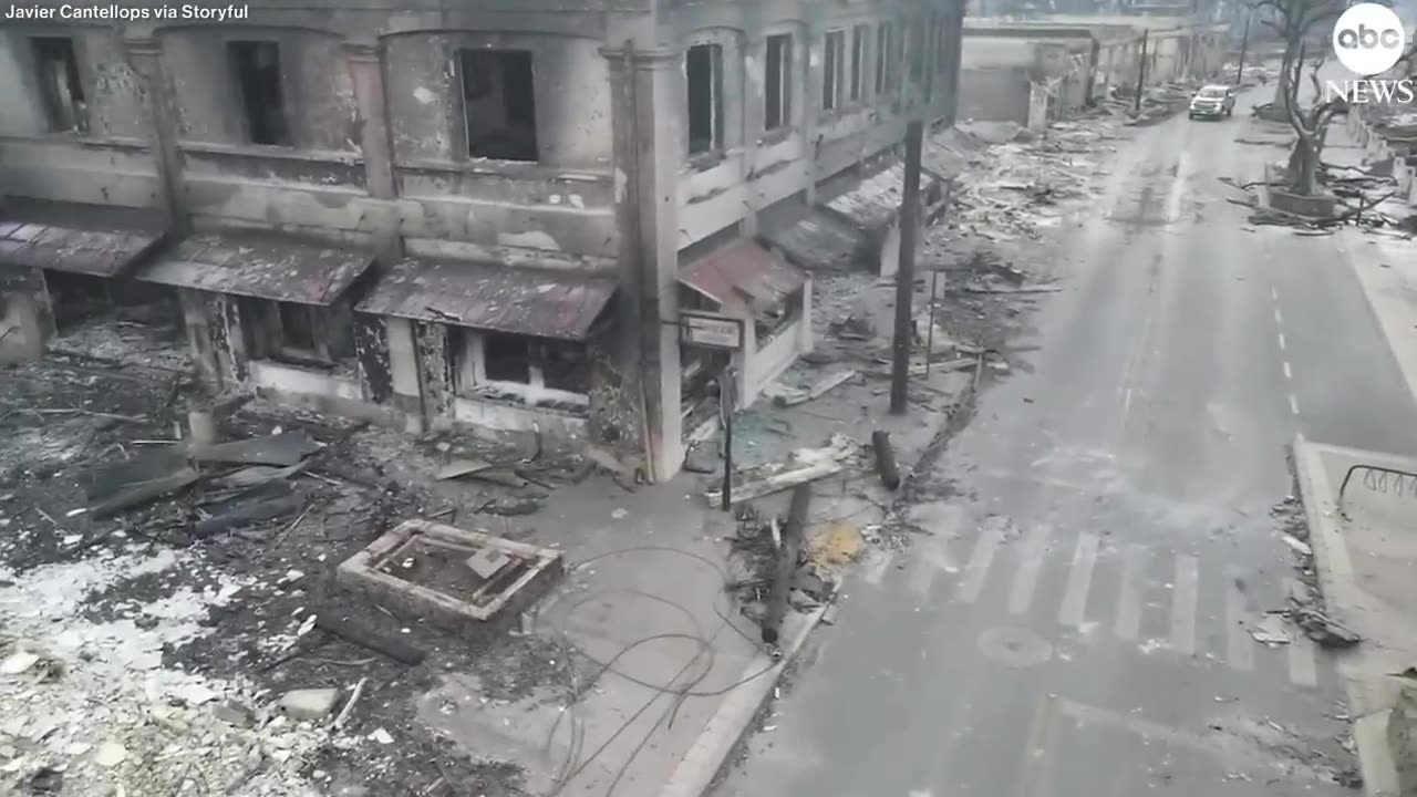 Drone footage reveals devastation after Maui fires| ABC News