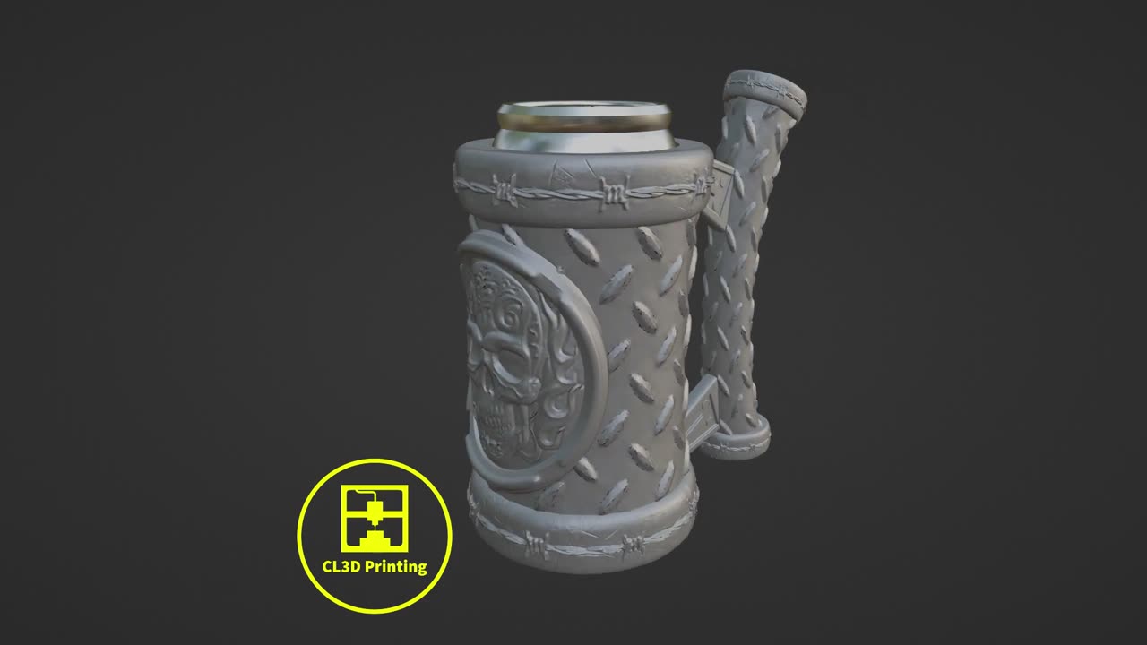 Flaming Skull Beer Koozie Stein 3D Model