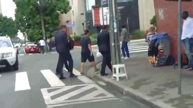 Prank walking with security guards