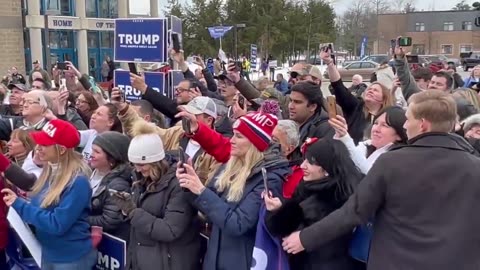 Donald Trump when he arrived in New Hampshire