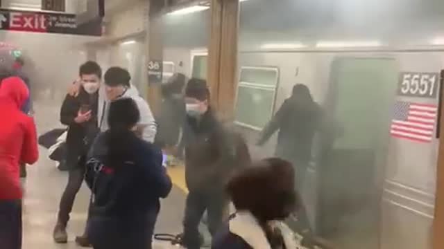 #BREAKING | New video shows initial moments following shooting on a Brooklyn Subway.