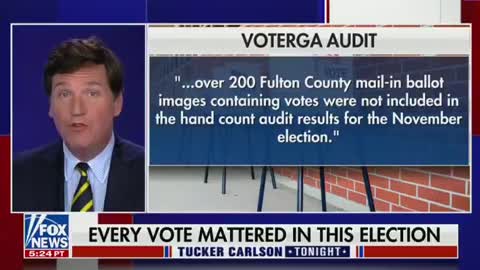 Tucker is exposing election fraud in Georgia's Fulton County.