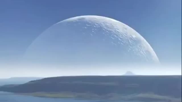 A wonderful shot of the moon appears for several seconds