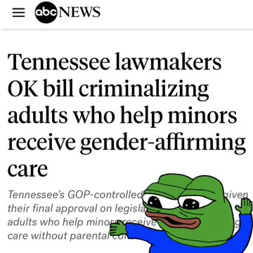 Tennessee- Bill Passes Criminalizing Adults who help Minors Receive Gender MUTILATION Care