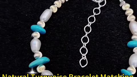 GN-20241107-04 Natural Turquoise Bracelet Matching delicate natural pearls and turquoise Beautiful