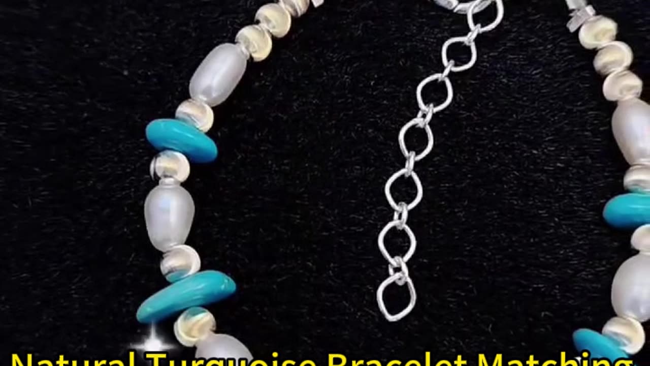 GN-20241107-04 Natural Turquoise Bracelet Matching delicate natural pearls and turquoise Beautiful